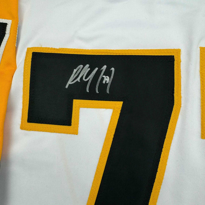 Framed Autographed/Signed Paul Coffey 35x39 Pittsburgh White Jersey JSA COA