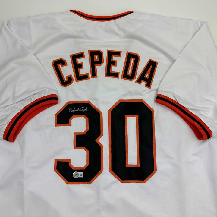 Autographed/Signed Orlando Cepeda San Francisco White Jersey Beckett BAS COA
