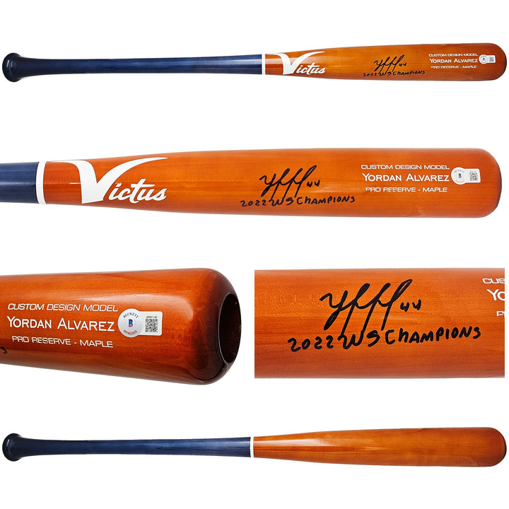 Yordan Alvarez Auto Orange Blue Victus Player Model Bat Astros 22 WS Champ BAS