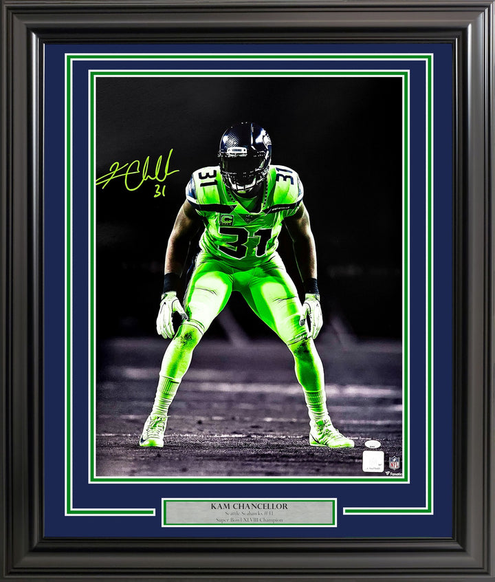 Kam Chancellor Signed Framed 16x20 Photo Seattle Seahawks Color Rush MCS Holo