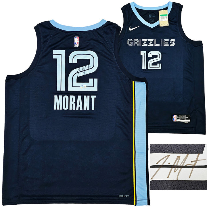 Grizzlies Ja Morant Auto Dark Blue Nike Icon Edition Swingman Jersey Size 52 BAS