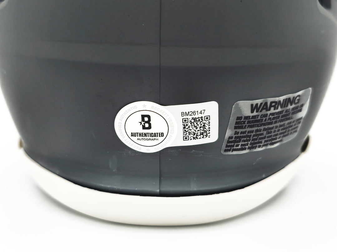 Tank Dell Signed Houston Texans Slate Gray Speed Mini Helmet Beckett