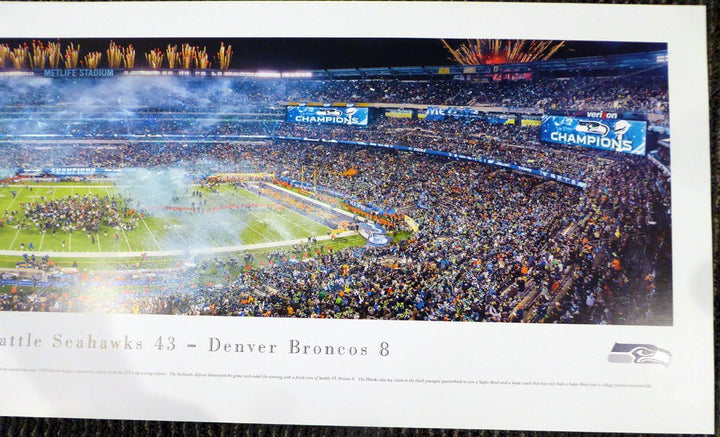 Russell Wilson Signed 13x40 SB XLVIII Panoramic Photo Seattle Seahawks RW Holo