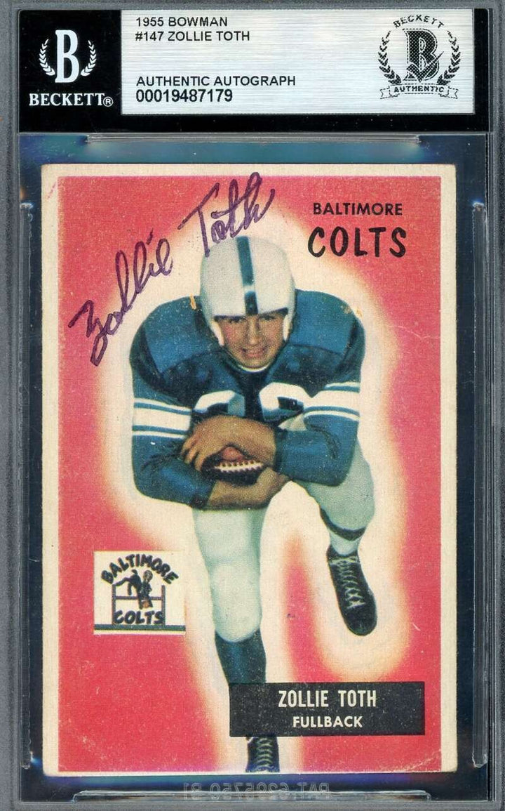 Zollie Toth Beckett BAS Signed 1955 Bowman Autograph