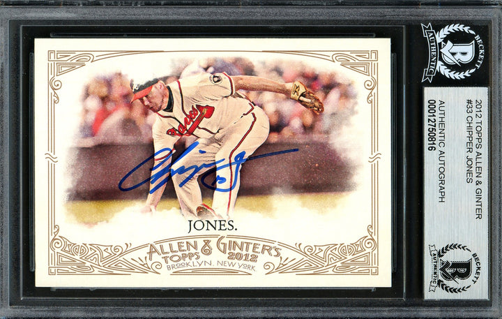 Chipper Jones Signed 2012 Topps Allen & Ginter Card 33 Atlanta Braves Beckett