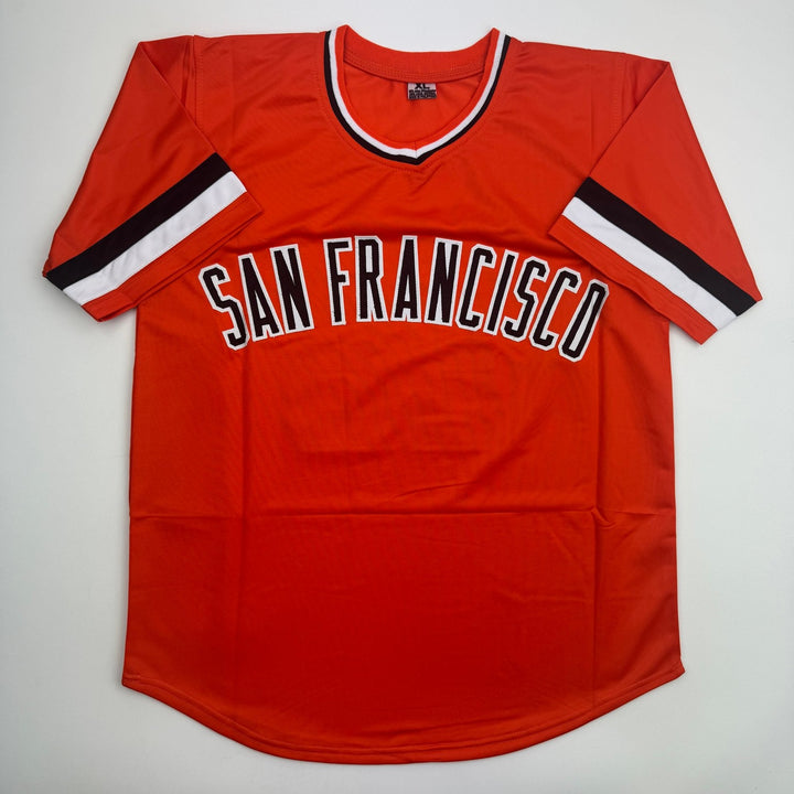 Autographed/Signed John Montefusco San Francisco Orange Baseball Jersey BAS COA