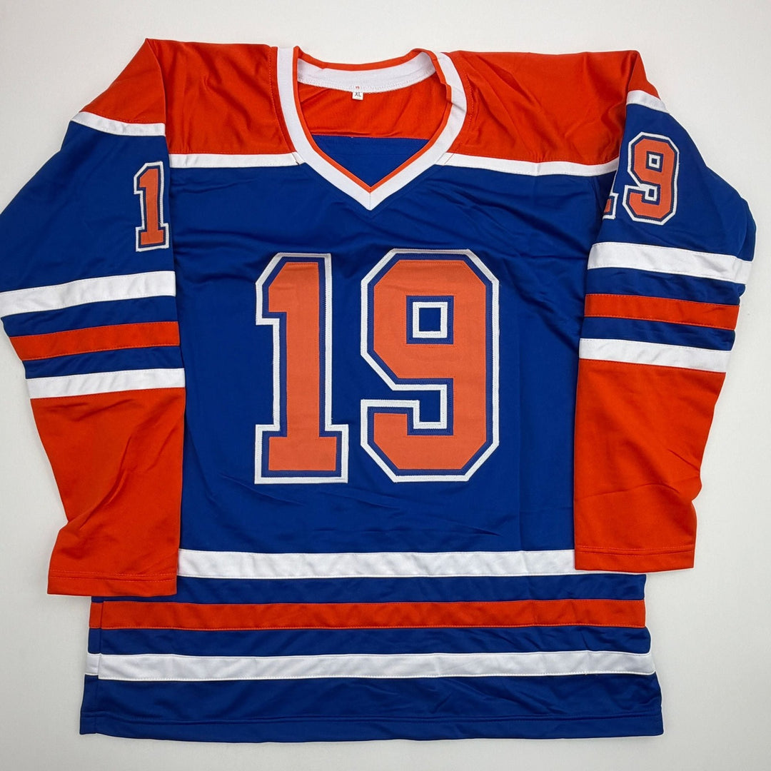 Autographed/Signed Adam Henrique Edmonton Blue Hockey Jersey Beckett COA