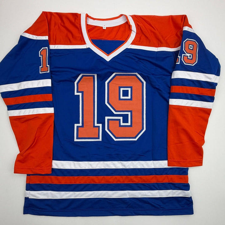 Autographed/Signed Adam Henrique Edmonton Blue Hockey Jersey Beckett COA