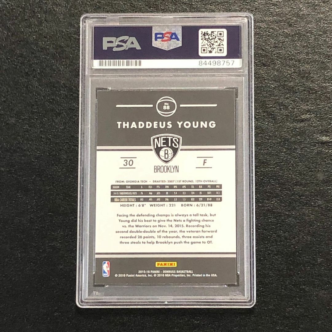 2015-16 Donruss #88 Thaddeus Young Signed Card AUTO PSA Slabbed Nets