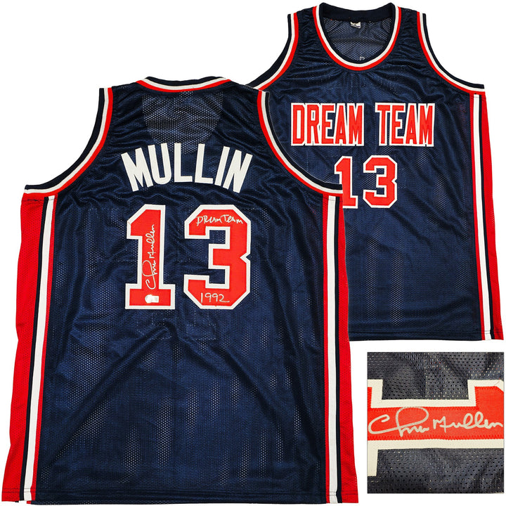 Team USA Chris Mullin Autographed Signed Blue Jersey "Dream Team" Beckett Wit