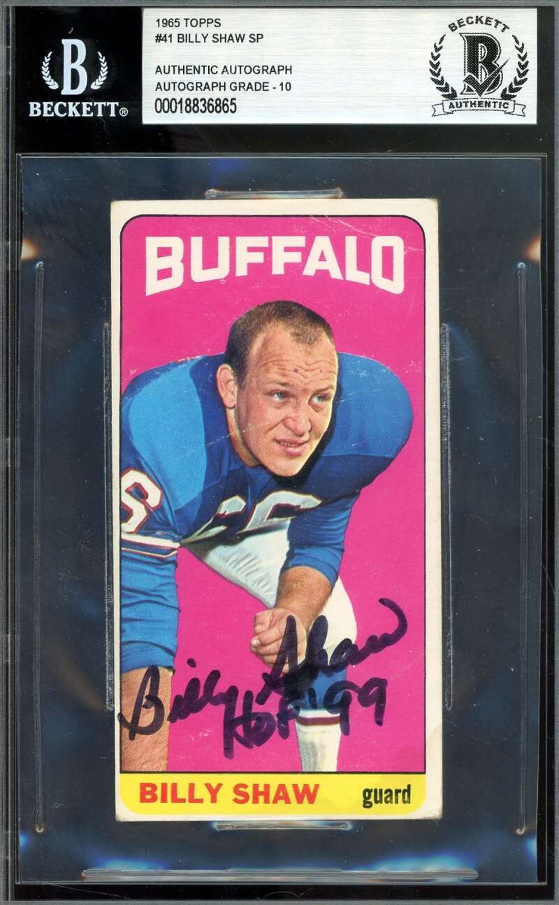 Billy Shaw Gem Mint 10 Beckett BAS Signed 1965 Topps SP Autographed