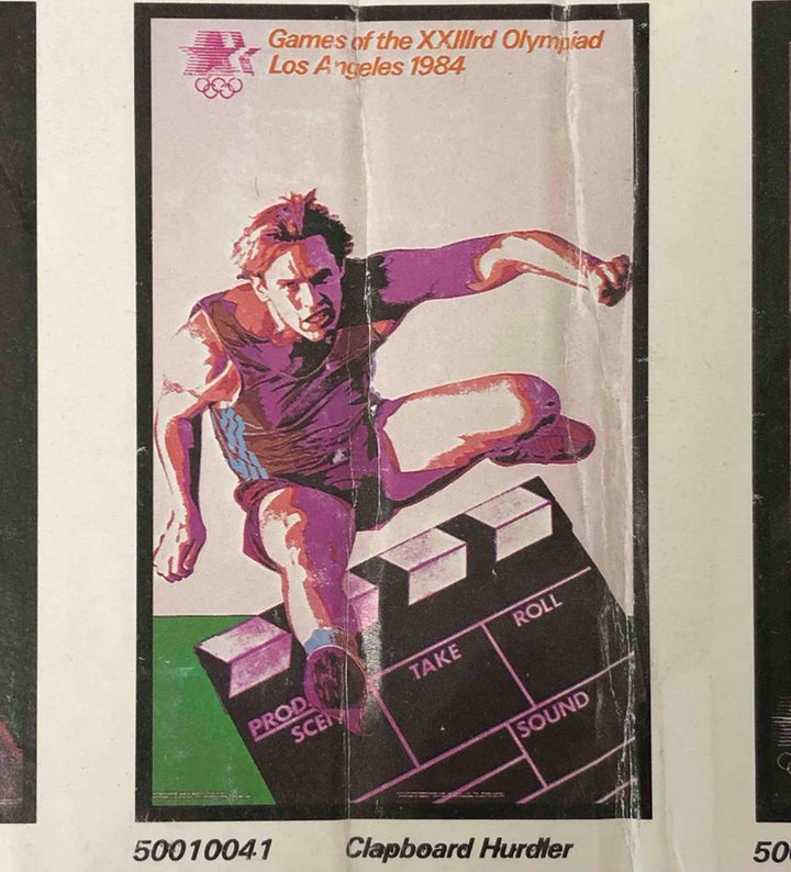 original 1984 Los Angeles LA Olympic Games 22x34 Clapboard Hurdler poster New