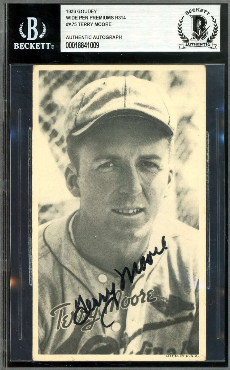 Terry Moore Beckett BAS Signed 1936 Goudey Wide Pen Premiums R314 Rookie