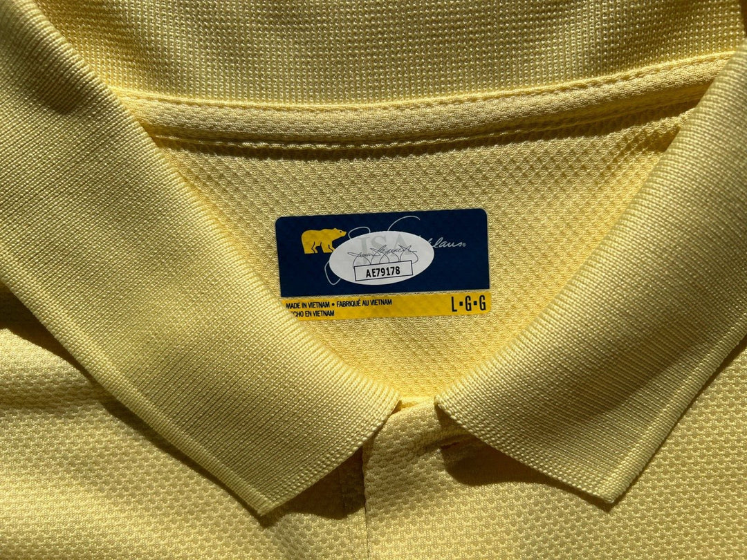 JACK NICKLAUS SIGNED AUTOGRAPHED GOLDEN BEAR GOLF POLO SHIRT MASTERS BRITISH JSA