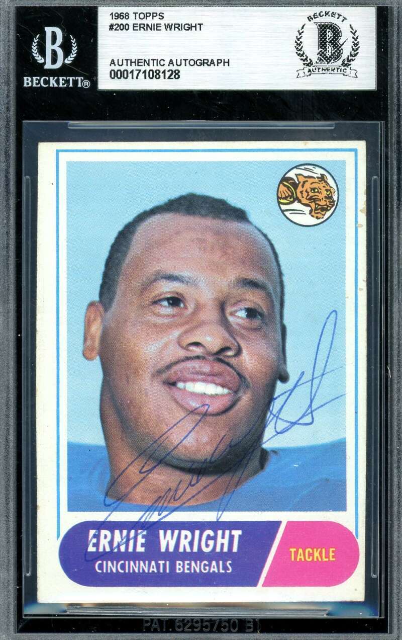 Ernie Wright Beckett BAS Vintage Signed 1968 Topps Autograph
