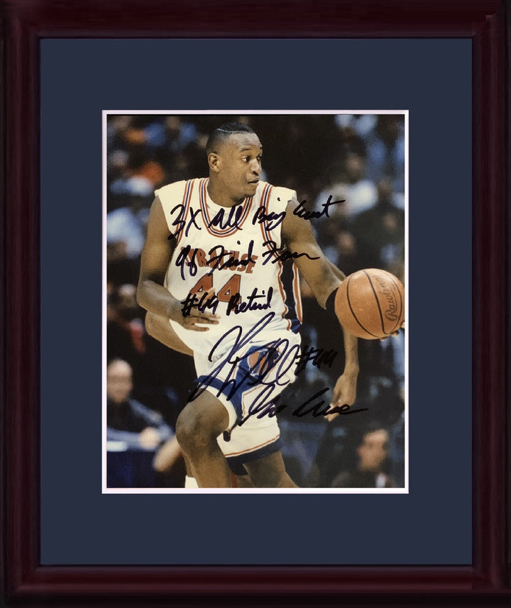 John Wallace Syracuse Knicks 8x10 Signed 4 Stat Photo Framed #44 Pic Auto Coa