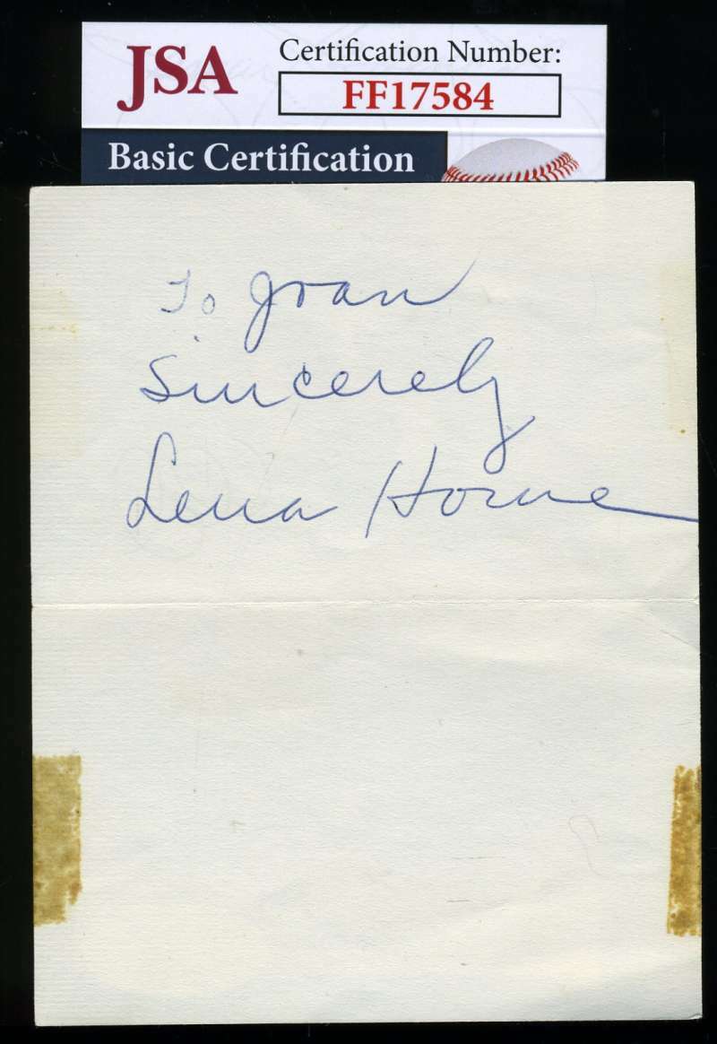 Lena Horne Jsa Coa Hand Signed Album Page Authentic Autograph