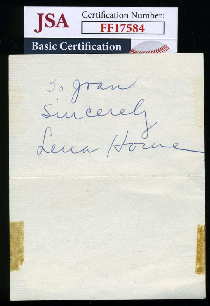 Lena Horne Jsa Coa Hand Signed Album Page Authentic Autograph