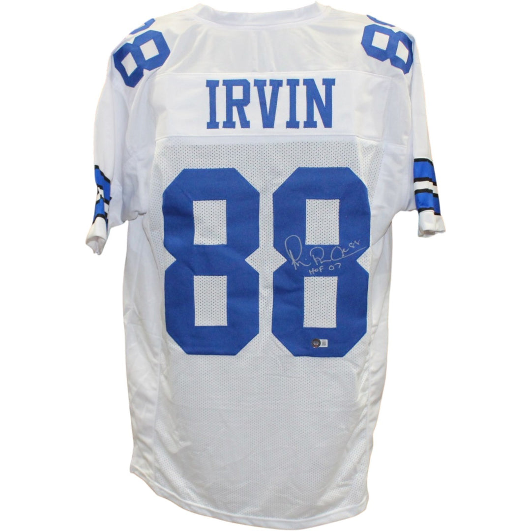 Michael Irvin Autographed/Signed Pro Style Jersey White Beckett 40933