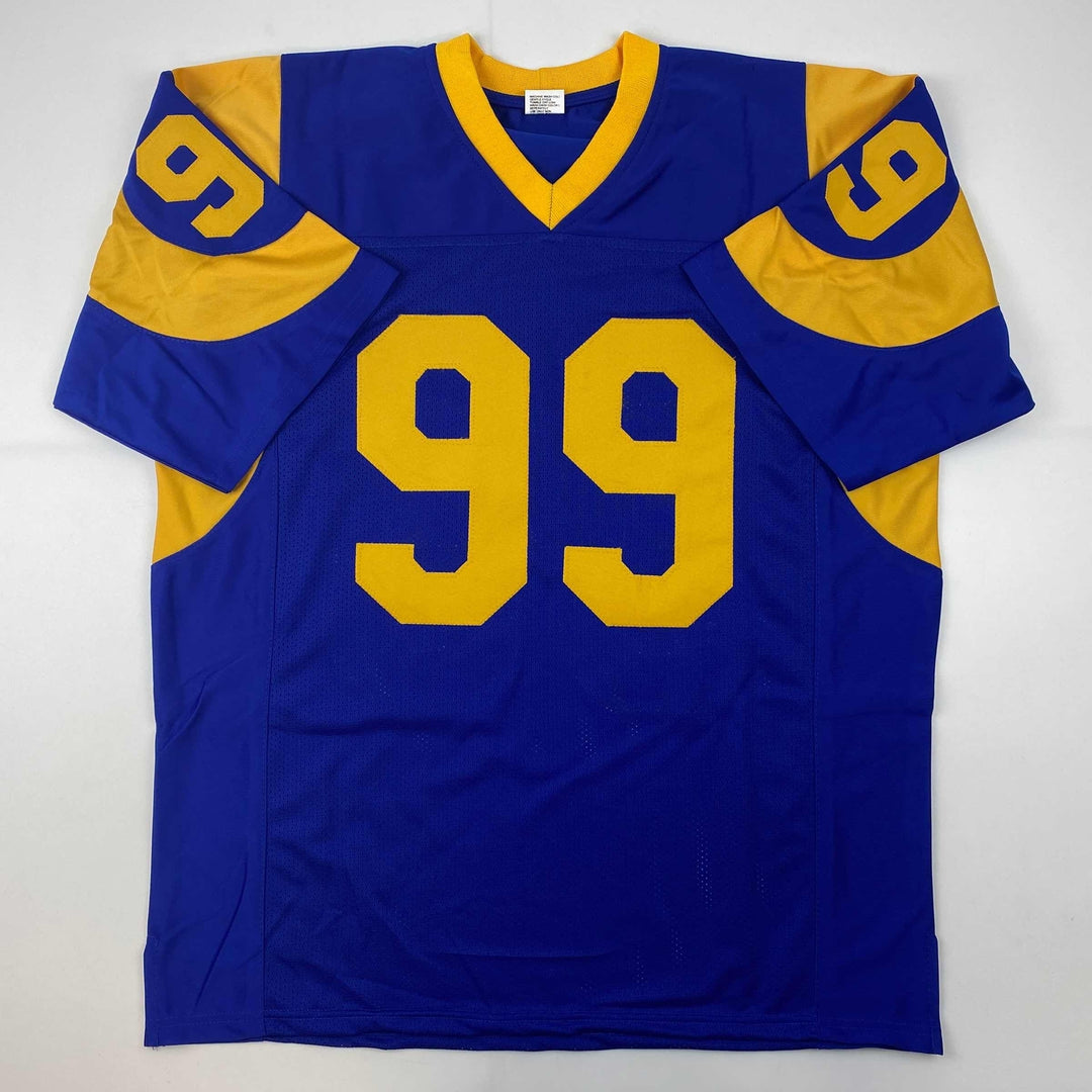 Facsimile Autographed Aaron Donald Los Angeles Royal Blue Reprint Jersey Mens XL