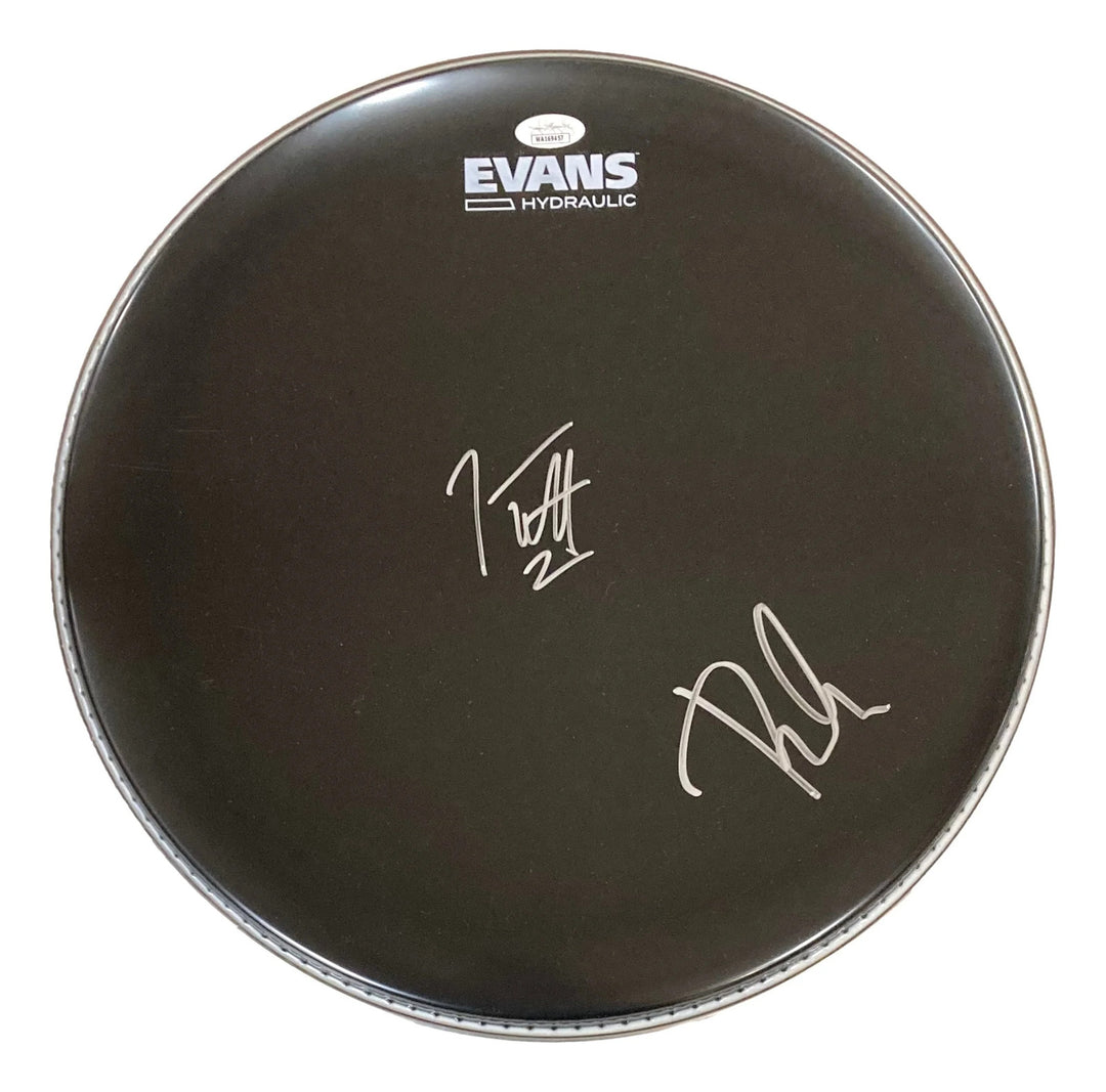 Joe Elliott Phil Collen Def Leppard Signed 15" Black Evans Drum Head JSA ITP