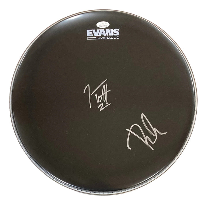 Joe Elliott Phil Collen Def Leppard Signed 15" Black Evans Drum Head JSA ITP