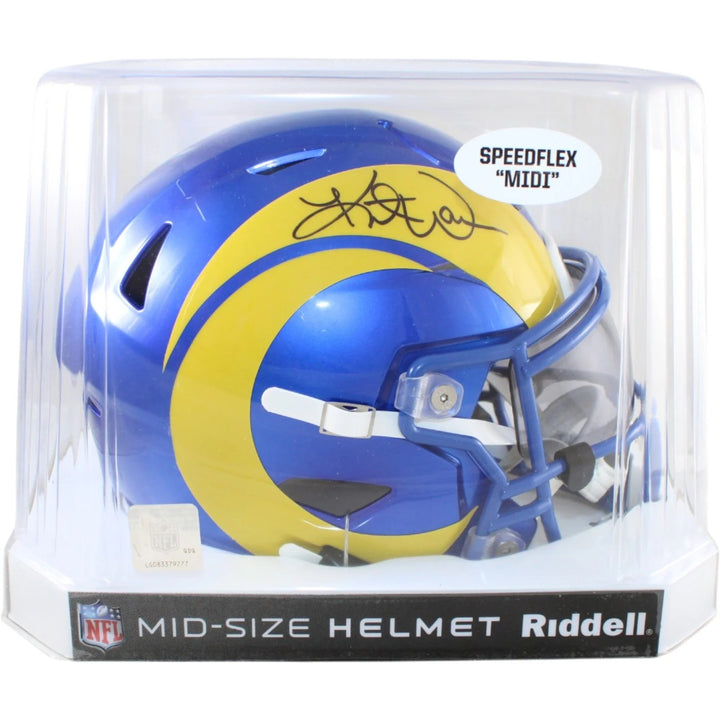 Kurt Warner Autographed Los Angeles Rams Mid-Size Midi Helmet Beckett WIT 58521