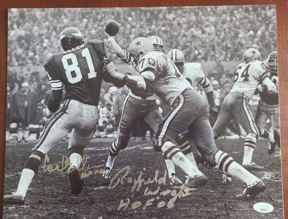 Carl Eller Rayfield Wright JSA Coa Autograph 11x14 Photo Signed