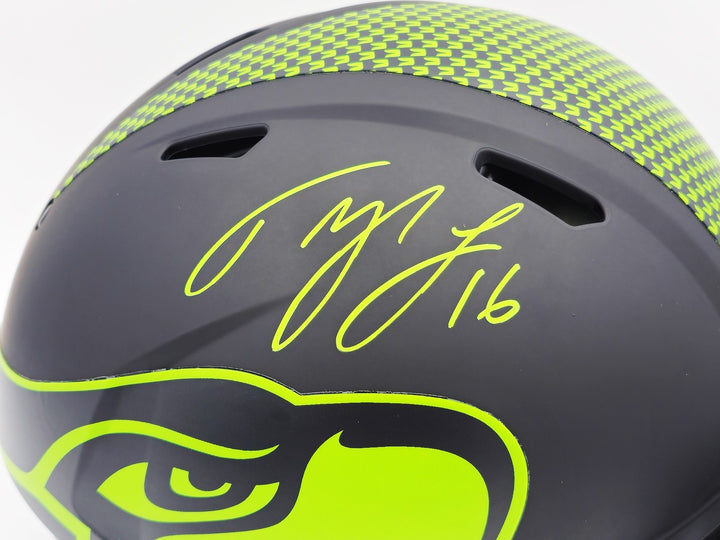 Tyler Lockett Auto Seahawks Eclipse Black Full Size Speed Authentic Helmet