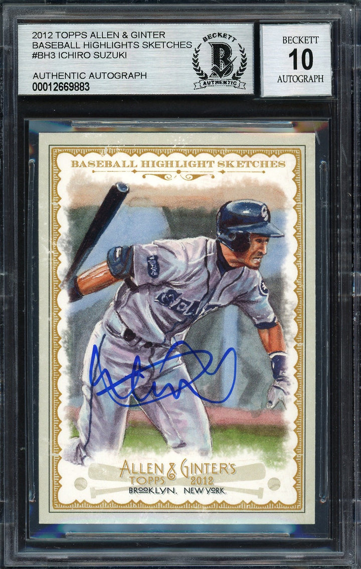 Ichiro Suzuki Signed 2012 Topps Allen Ginter Highlight Sketches Card BH-3 Sig 10