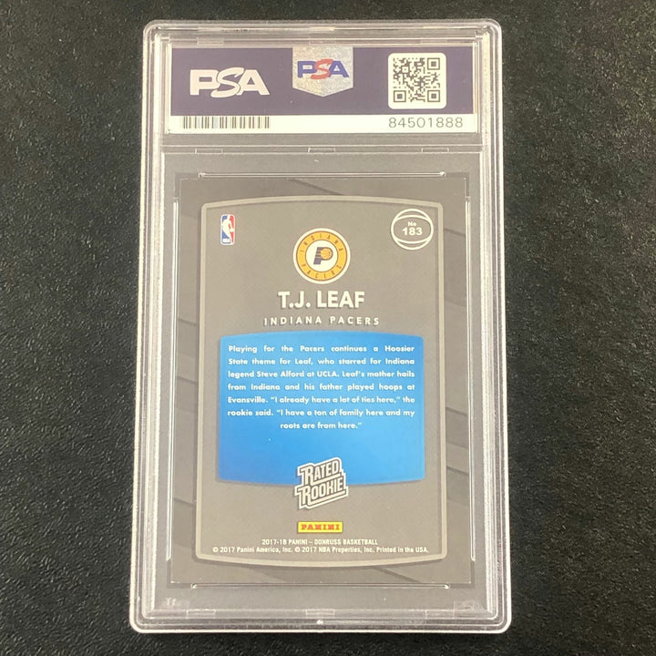 2017-18 Donruss Rated Rookie #183 TJ Leaf Signed Card AUTO PSA Slabbed RC Pacers