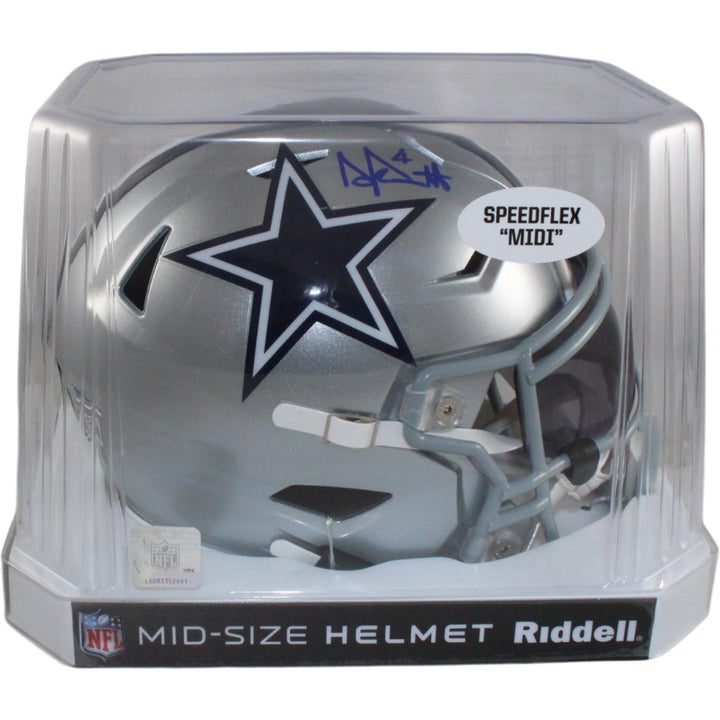 Dak Prescott Autographed Dallas Cowboys Mid-Size Midi Helmet Beckett 56286