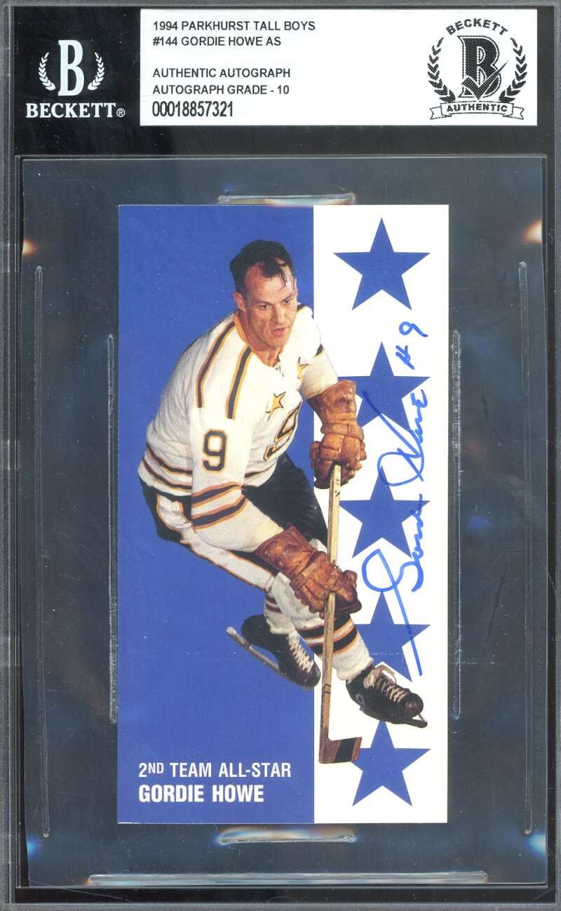 Gordie Howe Gem Mint 10 Beckett BAS Signed 1994 Parkhurst Tall Boys All Star