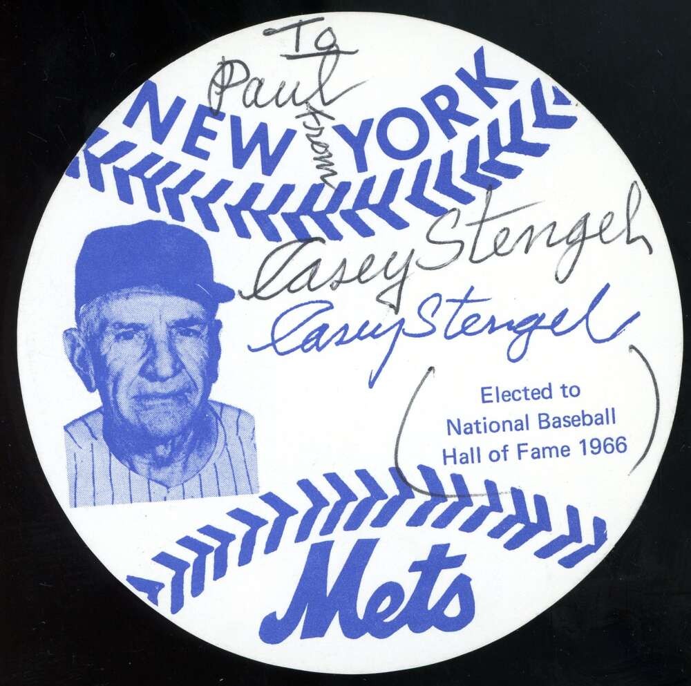 Casey Stengel PSA DNA Loa Signed NY Mets HOF Disc Autograph