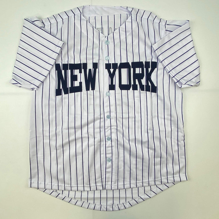 Autographed/Signed Chris Chambliss New York Pinstripe Baseball Jersey JSA COA