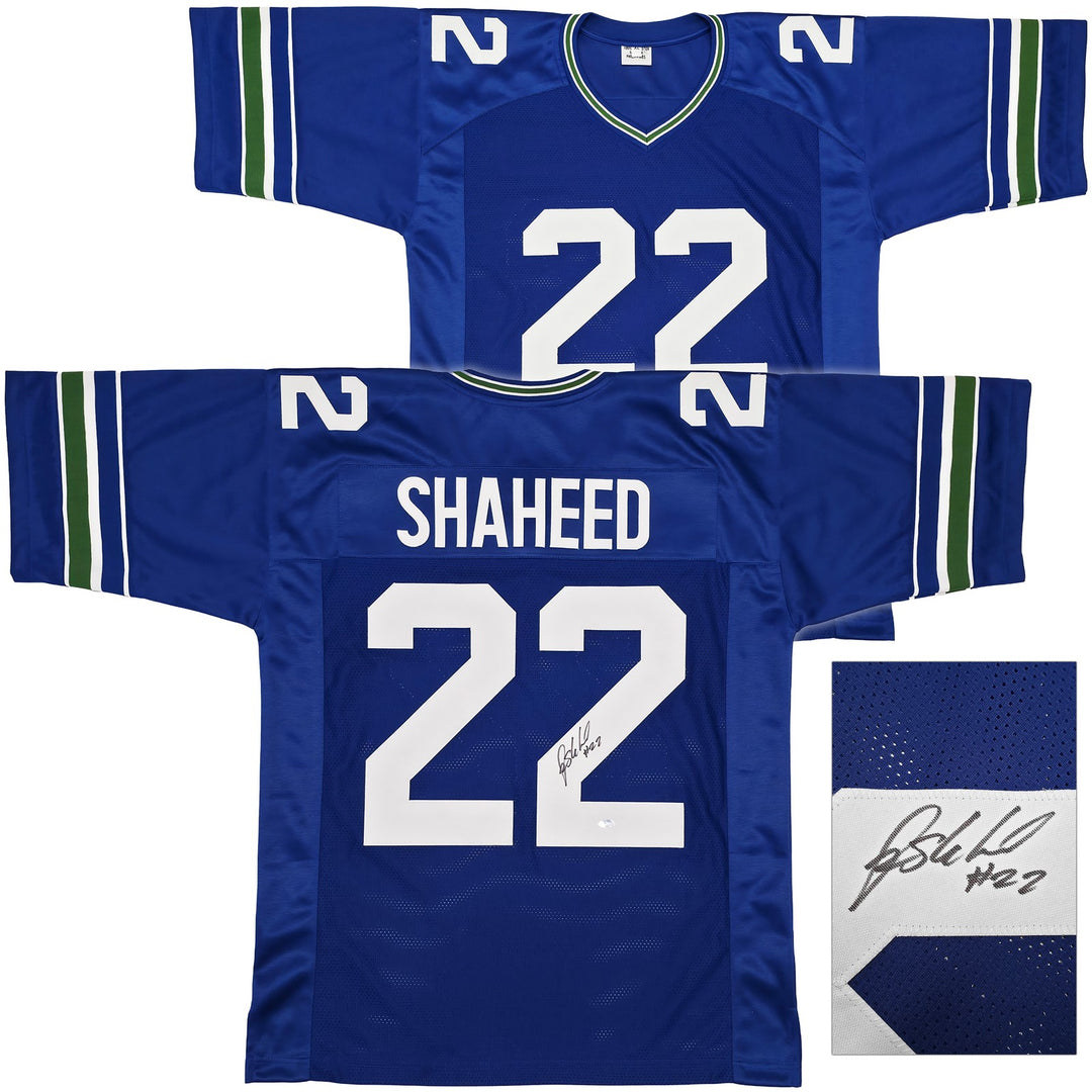 Seattle Seahawks Rashid Shaheed Autographed Blue Jersey MCS Holo