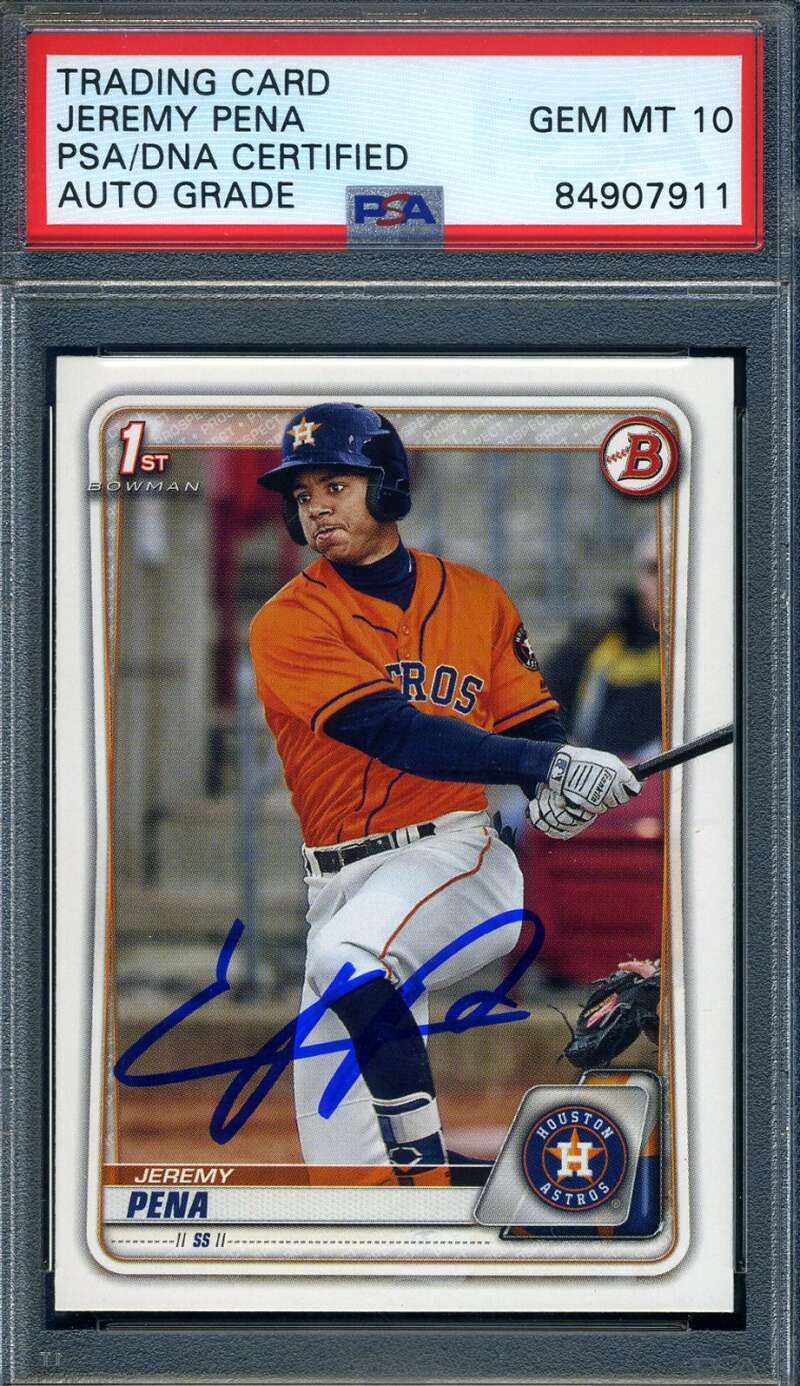 Jeremy  Pena Gem Mint 10 PSA DNA Signed 2020 Bowman First Rookie Autograph