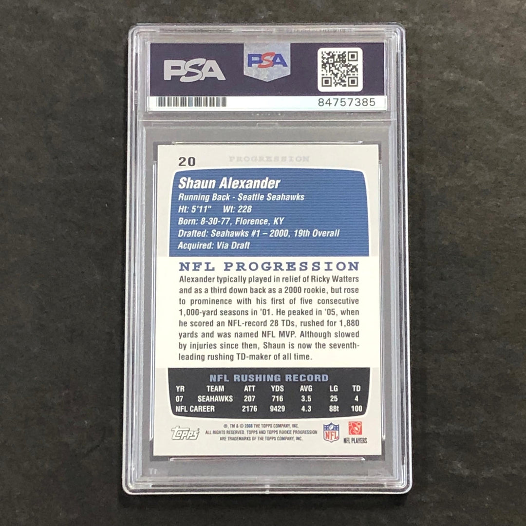 2008 Topps Rookie Progression #20 SHAUN ALEXANDER Signed Card PSA Slabbed Seahaw