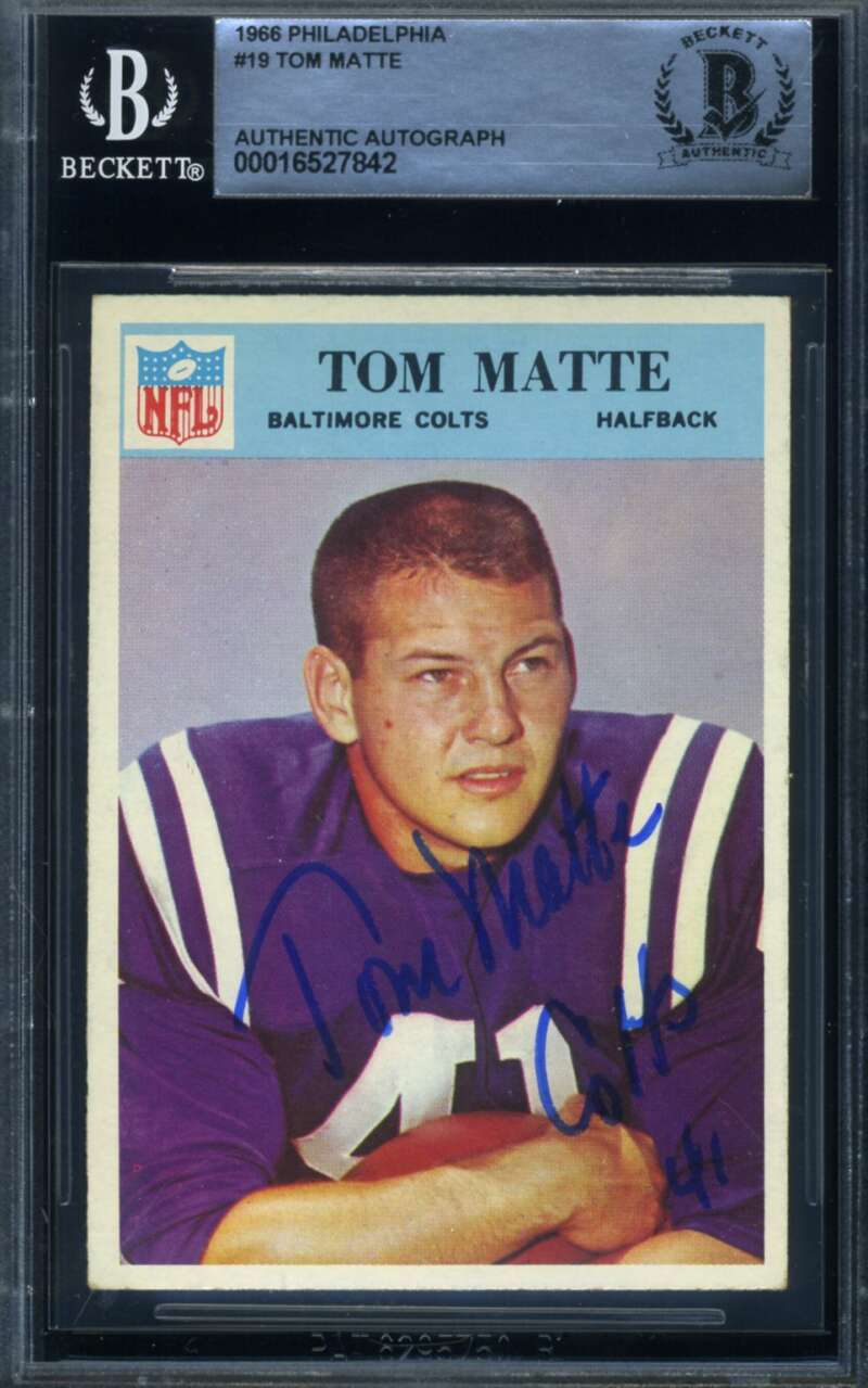 Tom Matte Beckett BAS Signed 1966 Philadelphia Autograph