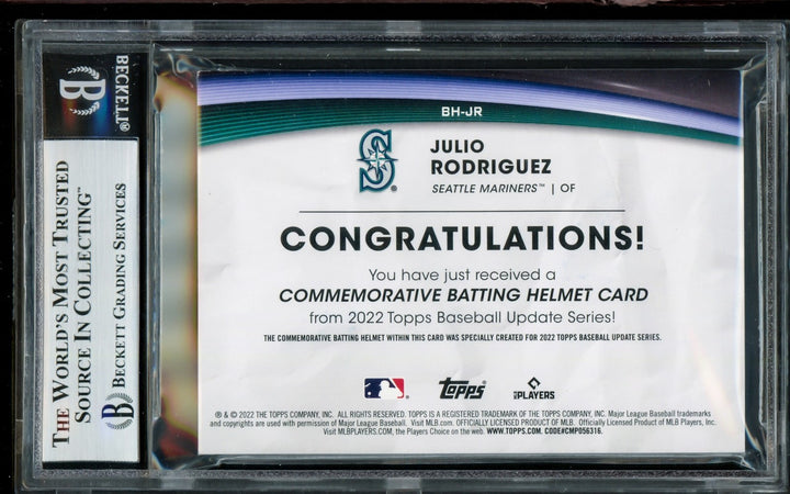 Julio Rodriguez Auto 2022 Topps Update Batting Helmet RC BH-JR Mariners Beckett
