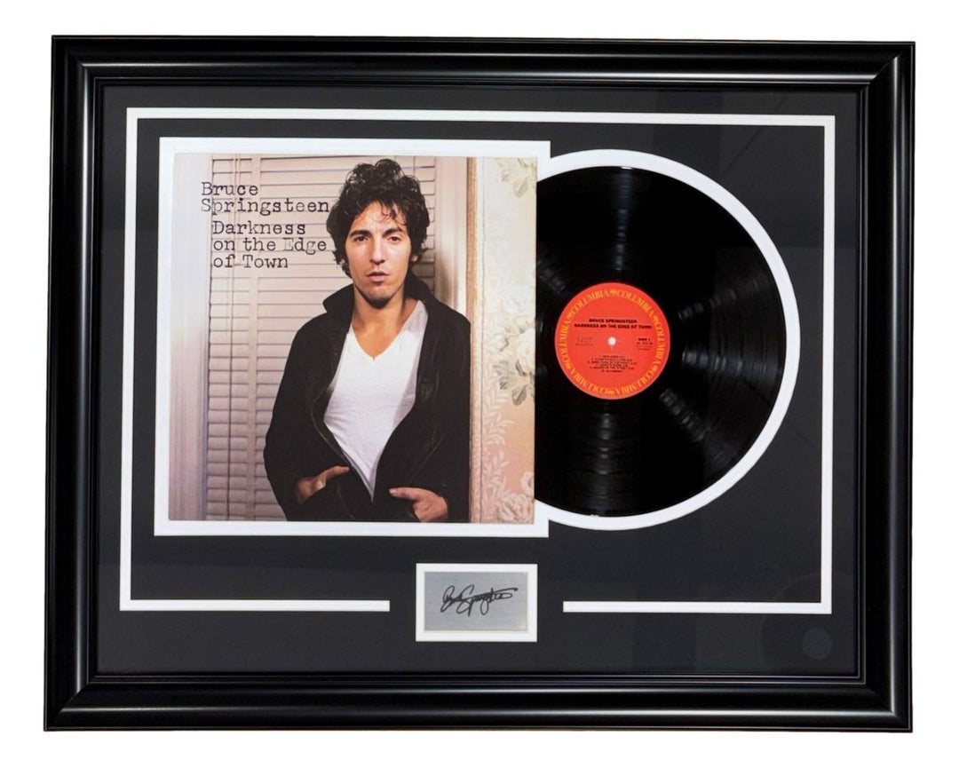 Bruce Springsteen Frame Darkness On The Edge Of Town Vinyl w/ Laser Engrave Auto