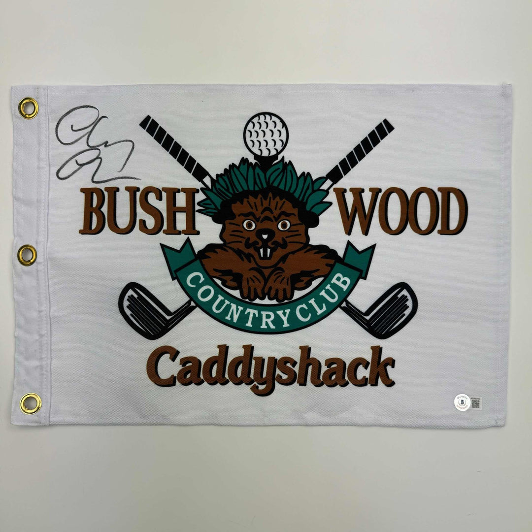 Autographed/Signed Chevy Chase Caddyshack Bushwood Country Club Flag Beckett COA