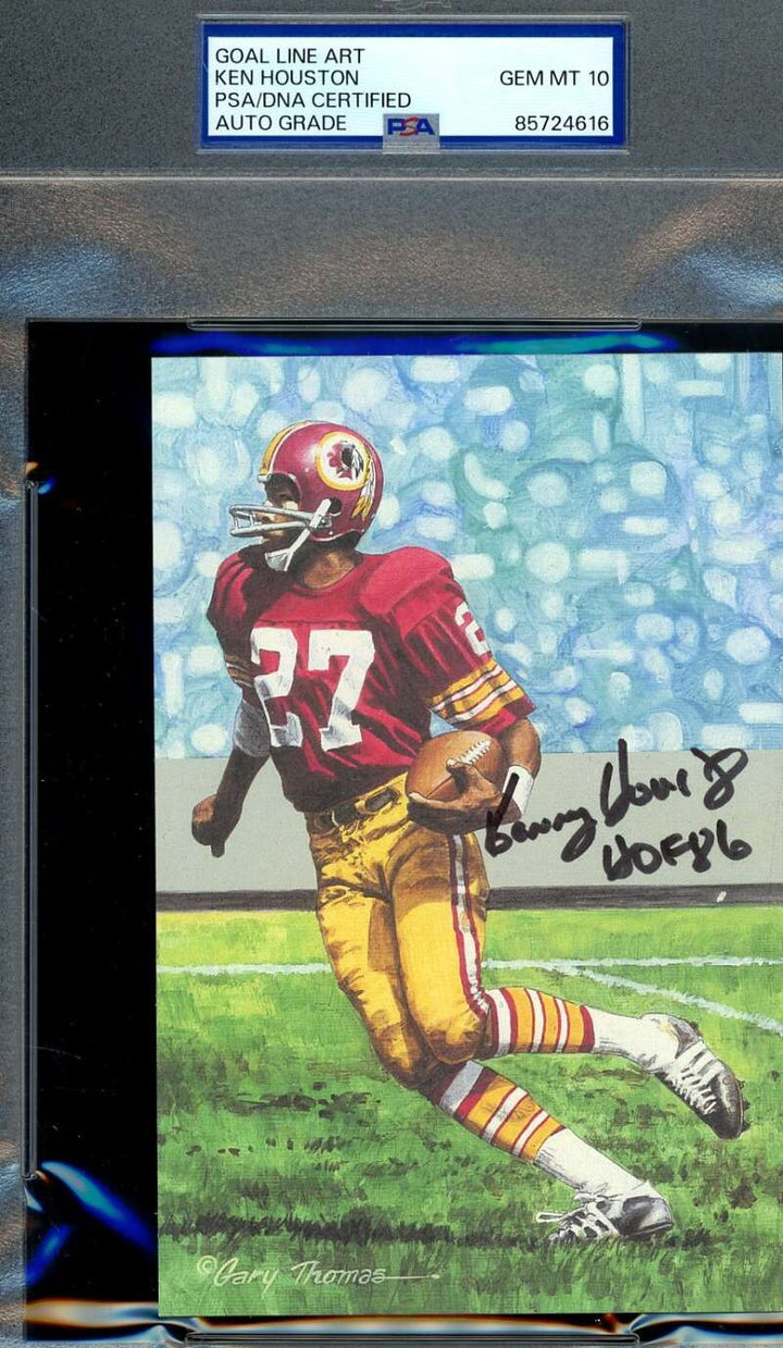 Ken Houston Gem Mint 10 PSA DNA Signed Goal Line Art Card GLAC Auto HOF 86