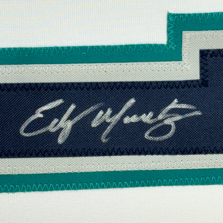 Framed Autographed/Signed Edgar Martinez 35x39 Seattle White Jersey JSA COA