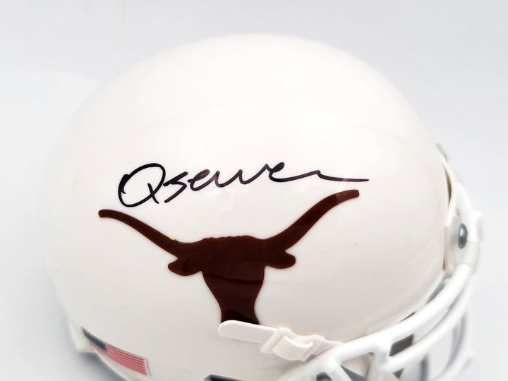 Quinn Ewers Autographed Signed Texas Longhorns White Schutt Mini Helmet Beckett