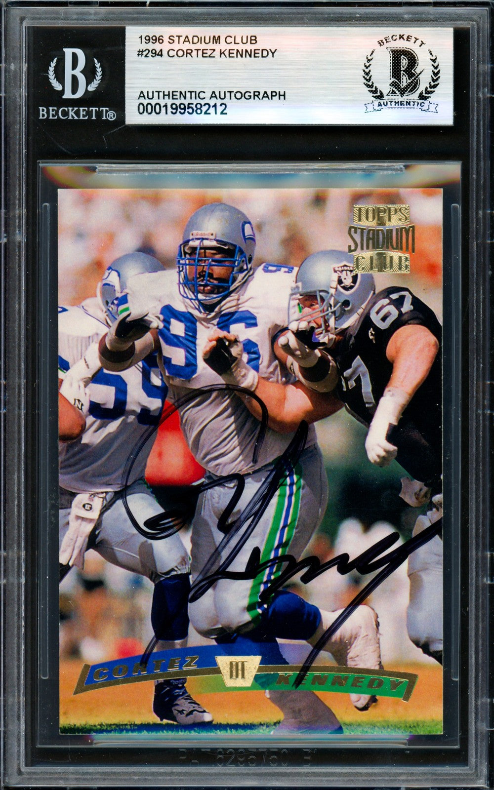 Cortez Kennedy Signed 1996 Stadium Club Card #294 Seahawks Beckett #19958212