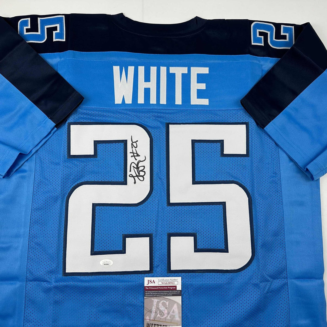 Autographed/Signed LenDale White Tennessee Light Blue Jersey JSA COA