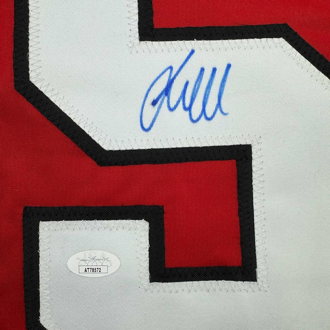 Framed Signed Jacob Markstrom 35x39 New Jersey Red Jersey JSA COA