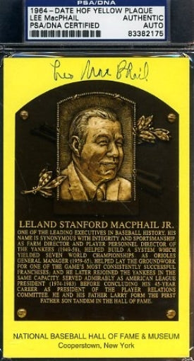 Lee Macphail Signed Psa/dna Certified Gold Hof Plaque Autograph