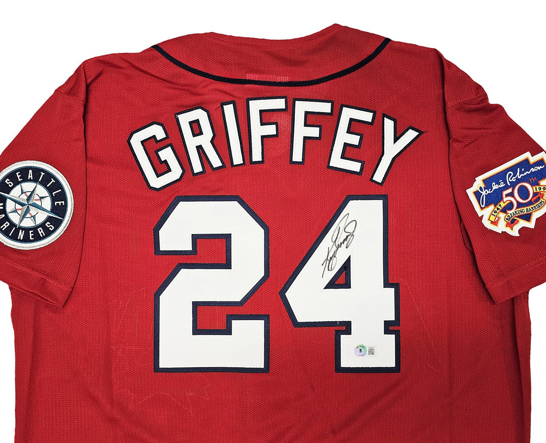 Mariners Ken Griffey Jr Auto Red Auth Mitchell Ness 97 AS Jersey Jackie Robinson